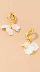 Ella Twisted Blossom Petal Drop Earrings - Ivory